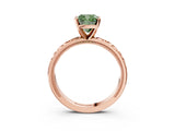 Rose gold Fancy Green Cushion  Solitaire Diamond Engagement Ring with XO Engraved Band and Four-Prong Setting 3