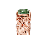 Rose gold Fancy Green Cushion  Solitaire Diamond Leaf Vine Band with Prong Setting_67
