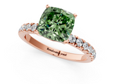 Rose gold Fancy Green Cushion  Solitaire Diamond Pavé Band with Four-Prong Setting_29