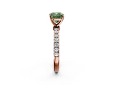 Rose gold Fancy Green Cushion  Solitaire Diamond Pavé Band with Four-Prong Setting_30