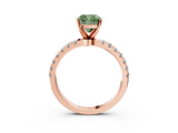 Rose gold Fancy Green Cushion  Solitaire Diamond Pavé Band with Four-Prong Setting_31