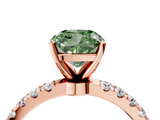 Rose gold Fancy Green Cushion  Solitaire Diamond Pavé Band with Four-Prong Setting_32