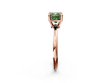Rose gold Fancy Green Cushion  Solitaire Diamond Ring with 4-Prong Setting on a Classic Band_5