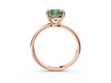 Rose gold Fancy Green Cushion  Solitaire Diamond Ring with 4-Prong Setting on a Classic Band_6