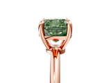 Rose gold Fancy Green Cushion  Solitaire Diamond Ring with 4-Prong Setting on a Classic Band_8