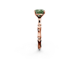 Rose gold Fancy Green Cushion  Solitaire Diamond Ring with Bamboo Band and Four-Prong Setting_48