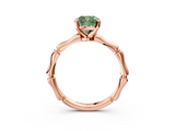 Rose gold Fancy Green Cushion  Solitaire Diamond Ring with Bamboo Band and Four-Prong Setting_49