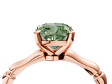 Rose gold Fancy Green Cushion  Solitaire Diamond Ring with Bamboo Band and Four-Prong Setting_50