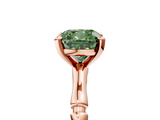Rose gold Fancy Green Cushion  Solitaire Diamond Ring with Bamboo Band and Four-Prong Setting_51