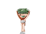 Rose gold Fancy Green Cushion  Solitaire Diamond Ring with Bezel Set Side Stones and Prong Setting_8
