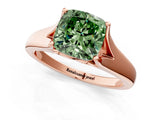 Rose gold Fancy Green Cushion  Solitaire Diamond Ring with Cathedral Band and Four-Prong Setting_67