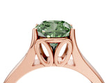 Rose gold Fancy Green Cushion  Solitaire Diamond Ring with Cathedral Band and Four-Prong Setting_70