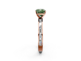 Rose gold Fancy Green Cushion  Solitaire Diamond Ring with Channel-Set Baguette Band and Four-Prong Setting_90