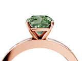 Rose gold Fancy Green Cushion  Solitaire Diamond Ring with Channel-Set Baguette Band and Four-Prong Setting_92