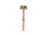 Rose gold Fancy Green Cushion  Solitaire Diamond Ring with Channel Set Band and Bezel Prong Setting_52