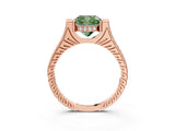 Rose gold Fancy Green Cushion  Solitaire Diamond Ring with Channel Set Band and Bezel Prong Setting_53