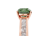 Rose gold Fancy Green Cushion  Solitaire Diamond Ring with Channel-Set Band and Four-Prong Setting_8