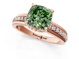 Rose gold Fancy Green Cushion  Solitaire Diamond Ring with Channel Set Band and Six-Prong Setting_49