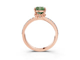Rose gold Fancy Green Cushion  Solitaire Diamond Ring with Channel Set Band and Six-Prong Setting_51