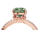 Rose gold Fancy Green Cushion  Solitaire Diamond Ring with Channel Set Band and Six-Prong Setting_52