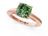 Rose gold Fancy Green Cushion  Solitaire Diamond Ring with Four-Prong Setting and Classic Band_4