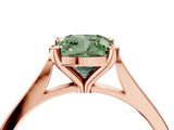 Rose gold Fancy Green Cushion  Solitaire Diamond Ring with Four-Prong Setting and Tapered Band 5