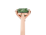 Rose gold Fancy Green Cushion  Solitaire Diamond Ring with Four-Prong Setting and Tapered Band