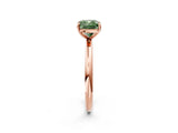 Rose gold Fancy Green Cushion  Solitaire Diamond Ring with Four-Prong Setting on a Plain Band_22