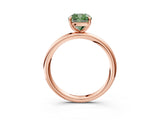 Rose gold Fancy Green Cushion  Solitaire Diamond Ring with Four-Prong Setting on a Plain Band_23