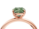Rose gold Fancy Green Cushion  Solitaire Diamond Ring with Four-Prong Setting on a Plain Band_24