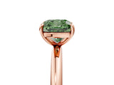 Rose gold Fancy Green Cushion  Solitaire Diamond Ring with Four-Prong Setting on a Plain Band_25