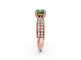 Rose gold Fancy Green Cushion  Solitaire Diamond Ring with Milgrain Pavé Band and Four-Prong Setting_22