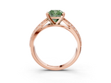 Rose gold Fancy Green Cushion  Solitaire Diamond Ring with Milgrain Pavé Band and Four-Prong Setting_23
