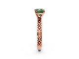Rose gold Fancy Green Cushion  Solitaire Diamond Ring with Milgrain and Black Enamel X Pattern Band_185
