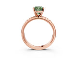 Rose gold Fancy Green Cushion  Solitaire Diamond Ring with Milgrain and Black Enamel X Pattern Band_186
