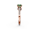 Rose gold Fancy Green Cushion  Solitaire Diamond Ring with Pavé Band and Four-Prong Setting_109