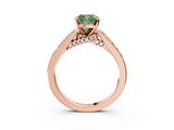 Rose gold Fancy Green Cushion  Solitaire Diamond Ring with Pavé Band and Four-Prong Setting_110