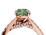 Rose gold Fancy Green Cushion  Solitaire Diamond Ring with Pavé Band and Four-Prong Setting_111