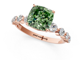 Rose gold Fancy Green Cushion  Solitaire Diamond Ring with Pave Band and Four-Prong Setting_271