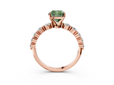 Rose gold Fancy Green Cushion  Solitaire Diamond Ring with Pave Band and Four-Prong Setting_273