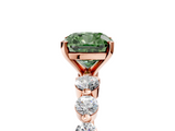 Rose gold Fancy Green Cushion  Solitaire Diamond Ring with Pave Band and Four-Prong Setting_275