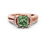 Rose gold Fancy Green Cushion  Solitaire Diamond Ring with Pave Band and Six-Prong Setting_32