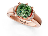 Rose gold Fancy Green Cushion  Solitaire Diamond Ring with Pave Band and Six-Prong Setting_33