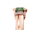 Rose gold Fancy Green Cushion  Solitaire Diamond Ring with Pave Band and Six-Prong Setting_37