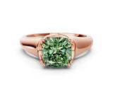 Rose gold Fancy Green Cushion  Solitaire Diamond Ring with Six-Prong Cathedral Setting_32
