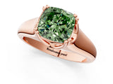 Rose gold Fancy Green Cushion  Solitaire Diamond Ring with Six-Prong Cathedral Setting_33