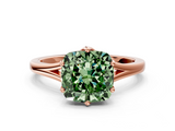 Rose gold Fancy Green Cushion  Solitaire Diamond Ring with Six-Prong Setting and Tapered Band_17
