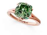 Rose gold Fancy Green Cushion  Solitaire Diamond Ring with Six-Prong Setting and Tapered Band_18