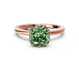 Rose gold Fancy Green Cushion  Solitaire Diamond Ring with Six-Prong Setting on a Classic Band_3
