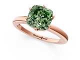 Rose gold Fancy Green Cushion  Solitaire Diamond Ring with Six-Prong Setting on a Classic Band_4